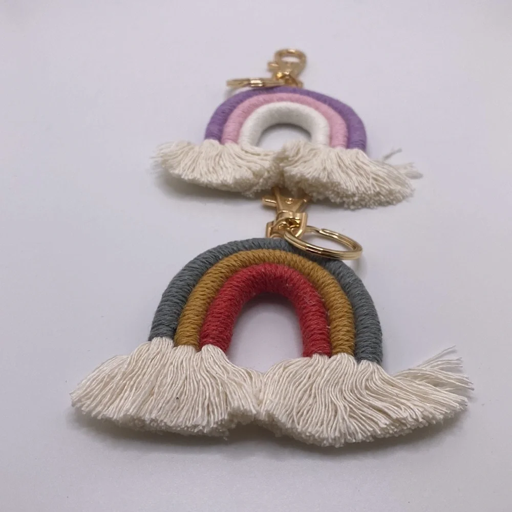 Bohemian Macrame Rainbow Handmade Weaving Tassel Keychains (2) - Picture 5 of 7